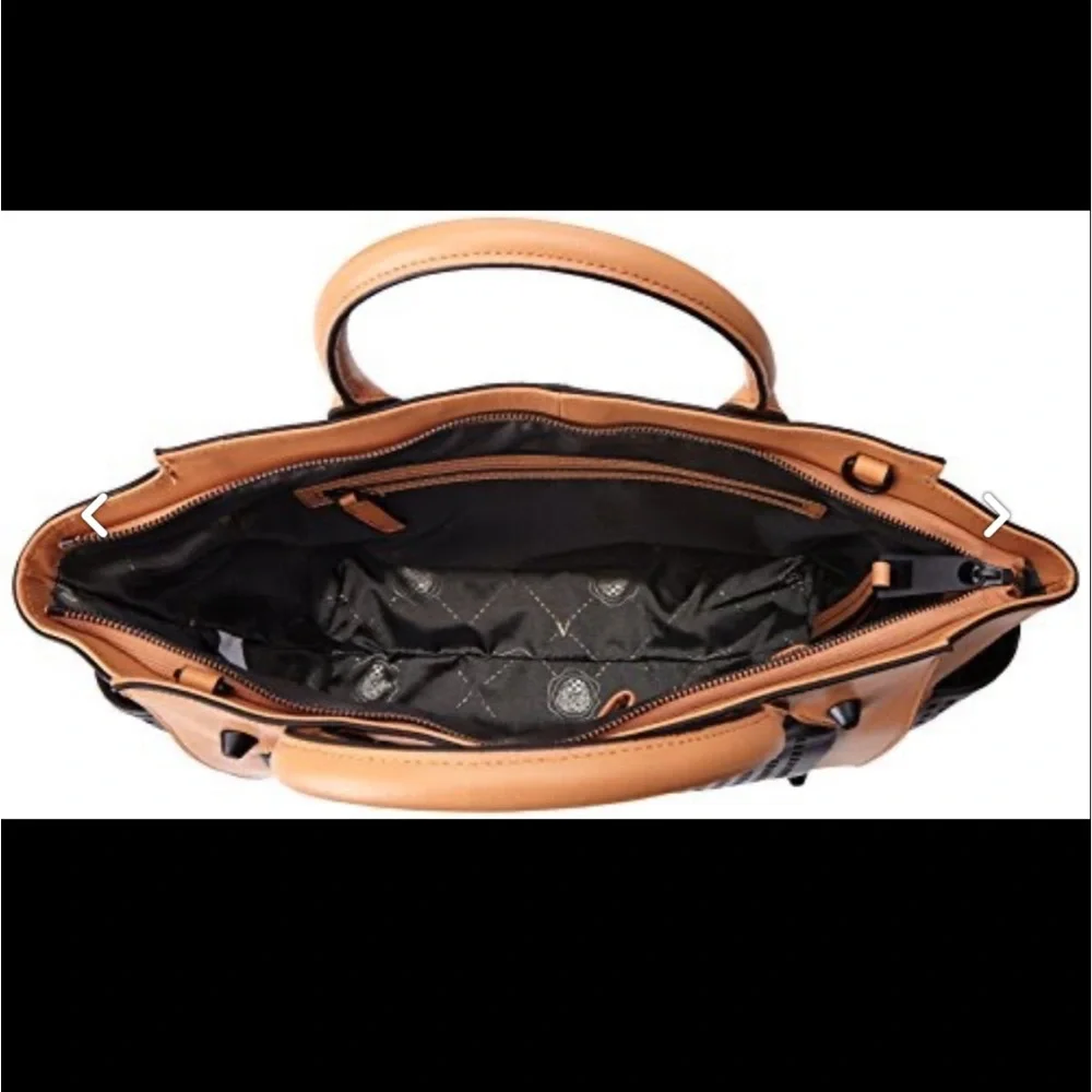 BLOGGERS FAVE! NWT Vince Camuto Peri Leather Satchel w Shoulder Strap- tan/black